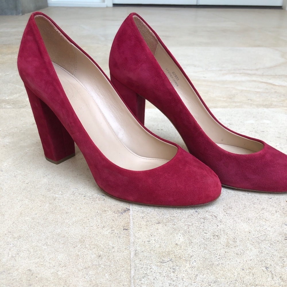 JCrew Red Suede Heals
